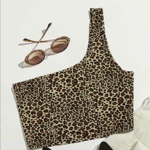 One Shoulder Cheeta Crop Top